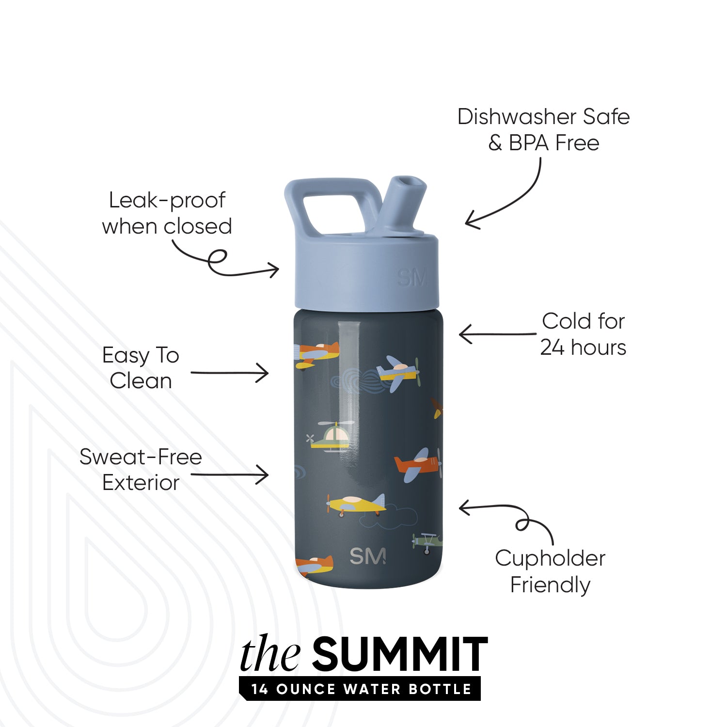 Summit Kids Water Bottle with Straw Lid - Image 2