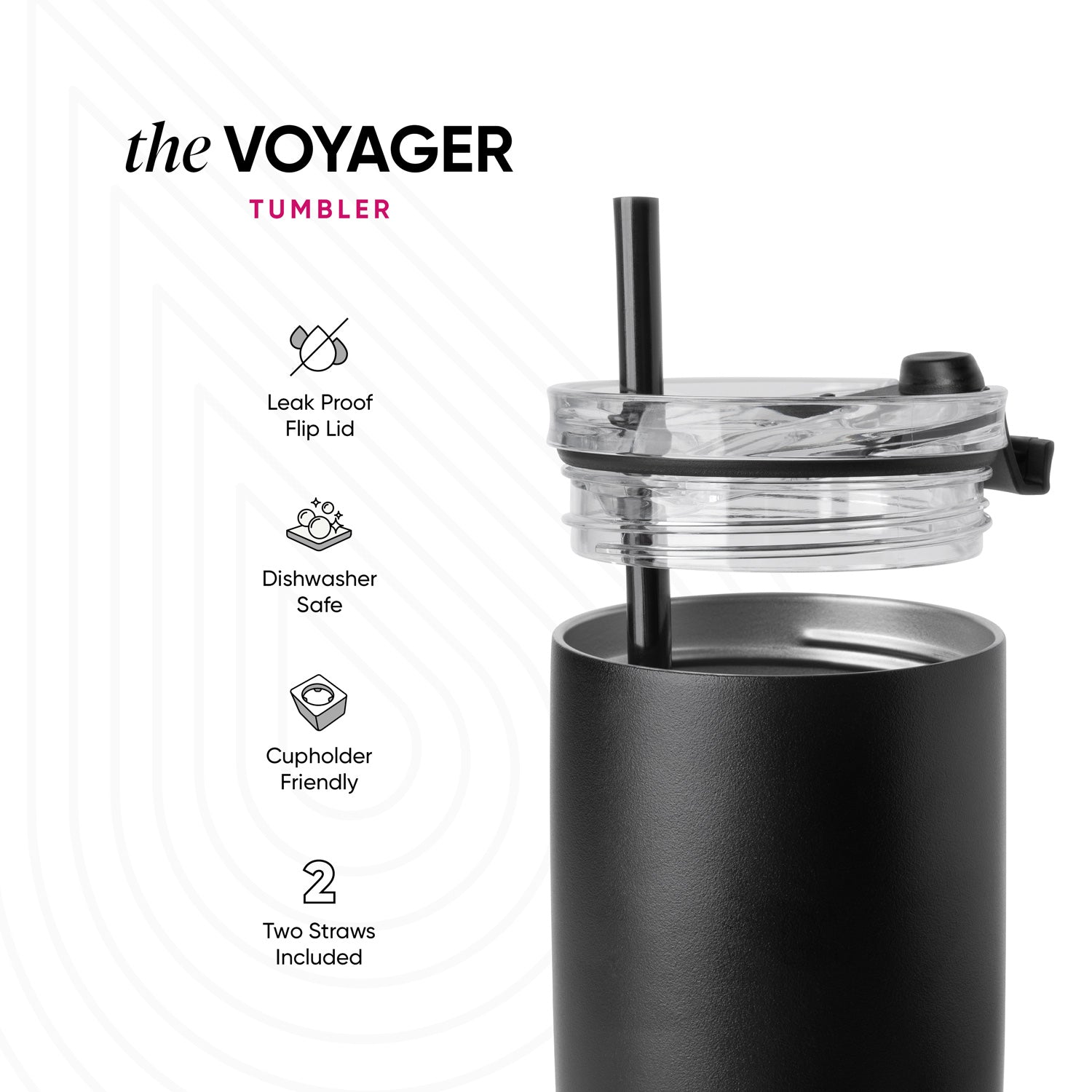 Collegiate Voyager Tumbler with Clear Flip Lid & Straw - Image 4